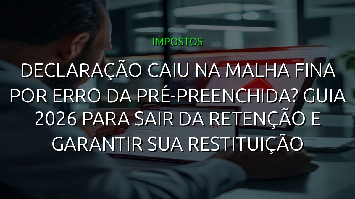 Declaração Caiu na Malha Fina por Erro da Pré-Preenchida? Guia 2026 para Sair da Retenção e Garantir sua Restituição