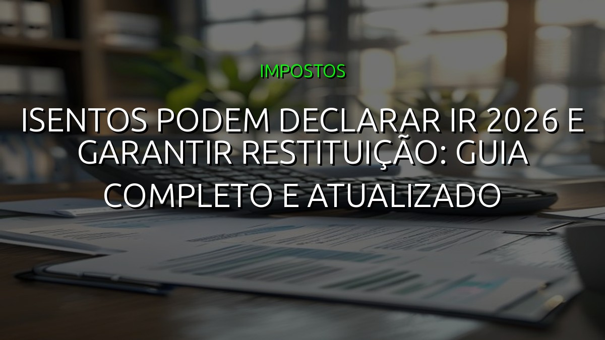 Isentos podem declarar IR 2026 e garantir restituição: guia completo e atualizado
