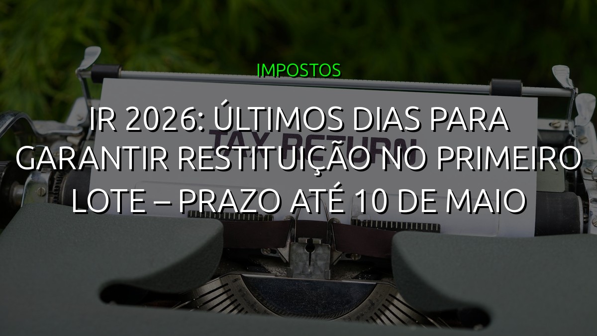IR 2026: Últimos Dias para Garantir Restituição no Primeiro Lote – Prazo até 10 de Maio